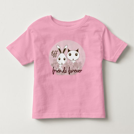 かわいい子猫バニー最高のアンドピンクの少女 トドラーTシャツ (正面)