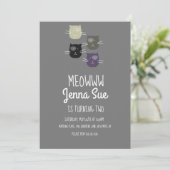 かわいい子猫バースデーパーティーグレイキャット招待状 招待状 (スタンド正面)