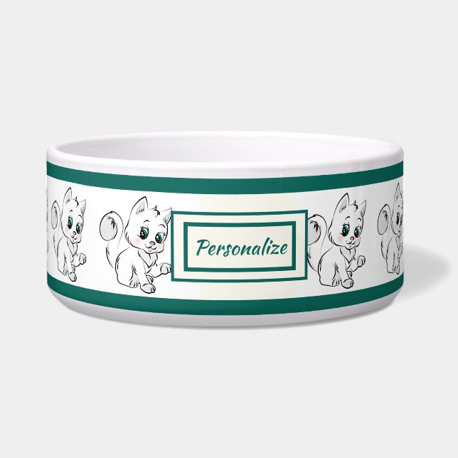 かわいい子猫パターンの猫犬 ボウル (正面)