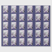 かわいい子猫パターンパープル葉抽象芸術 ラッピングペーパー (フラット)