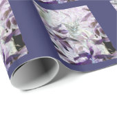 かわいい子猫パターンパープル葉抽象芸術 ラッピングペーパー (ロールコーナー)