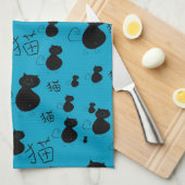 かわいい子猫パターン キッチンタオル (四つ折り)