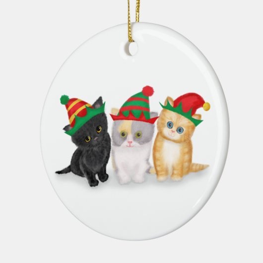 かわいい子猫パーソナライズされたクリスマスツリーオーナメント セラミックオーナメント (左)