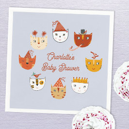 かわいい子猫パーソナライズされた赤ちゃんシャワー スタンダードカクテルナプキン