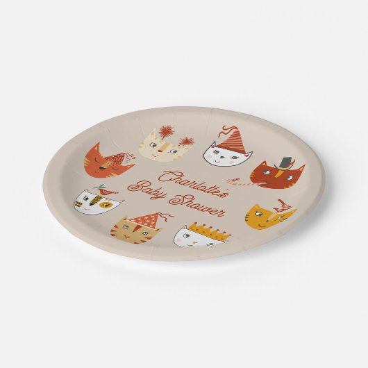 かわいい子猫パーソナライズされた赤ちゃんシャワー ペーパープレート (アングル)