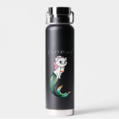 かわいい子猫パーメイド – おもしろいマーメイド猫デザイン ウォーターボトル (背面)