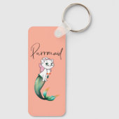 かわいい子猫パーメイド – おもしろいマーメイド猫デザイン キーホルダー (裏面)