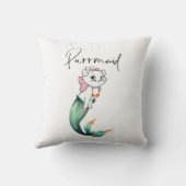 かわいい子猫パーメイド – おもしろいマーメイド猫デザイン クッション (裏面)