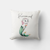 かわいい子猫パーメイド – おもしろいマーメイド猫デザイン クッション (正面)