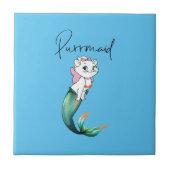 かわいい子猫パーメイド – おもしろいマーメイド猫デザイン タイル (正面)