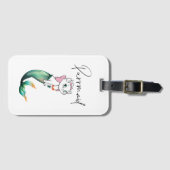 かわいい子猫パーメイド – おもしろいマーメイド猫デザイン ラゲッジタグ (正面横)