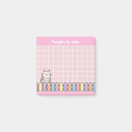 かわいい子猫ピンクの想い ポストイット (正面)