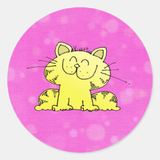かわいい子猫ピンクの部屋 ラウンドシール