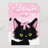 かわいい子猫ピンクバレンタインデー シーズンカード (正面/裏面)