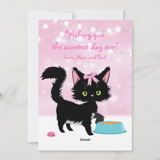 かわいい子猫ピンクバレンタインデー シーズンカード (裏面)