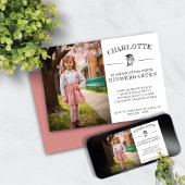 かわいい子猫ピンク幼稚園卒業 招待状