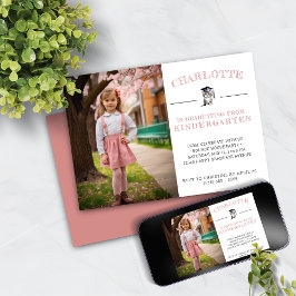 かわいい子猫ピンク幼稚園卒業 招待状