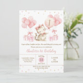 かわいい子猫ピンク色のバルーン第1回2回目3回目 招待状 (スタンド正面)