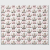 かわいい子猫ピンク色の花 ラッピングペーパー (フラット)