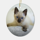 かわいい子猫フォトキャット初めてのクリスマス セラミックオーナメント (左)