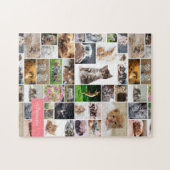 かわいい子猫フォトモンタージュコーラルピンク猫 ジグソーパズル (横)