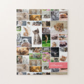 かわいい子猫フォトモンタージュコーラルピンク猫 ジグソーパズル (縦)