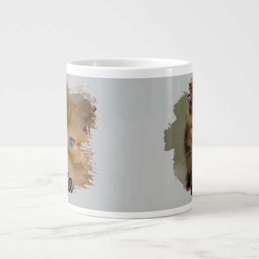 かわいい子猫フォト猫好きグランジスペシャルティマグカップ ジャンボコーヒーマグカップ (正面)