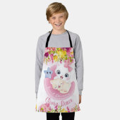 かわいい子猫フレンズ赤面ピンクフラワーズカスタム エプロン (着用した状態)
