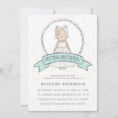 かわいい子猫ブルーリボンブライダルシャワー 招待状 (正面)