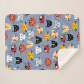 かわいい子猫ブルー シェルパブランケット (正面(横))