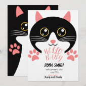 かわいい子猫ベイビー誕生発表 招待状 (正面/裏面)