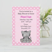 かわいい子猫ベビーガールシャワー招待状 招待状 (スタンド正面)