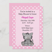 かわいい子猫ベビーガールシャワー招待状 招待状 (正面/裏面)