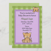 かわいい子猫ベビーガールシャワー招待状 招待状 (正面/裏面)