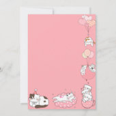 かわいい子猫ベビーガール1歳の誕生日 招待状 (裏面)