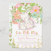 かわいい子猫ベビーシャワーガール招待状 招待状 (正面/裏面)
