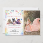 かわいい子猫ベビーシャワーパーティー写真 招待状 (正面)