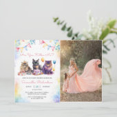 かわいい子猫ベビーシャワーパーティー写真 招待状 (スタンド正面)