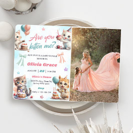 かわいい子猫ベビーシャワーパーティー写真 招待状