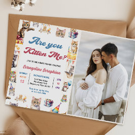 かわいい子猫ベビーシャワーパーティー写真 招待状