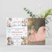 かわいい子猫ベビーシャワーパーティー写真 招待状 (スタンド正面)