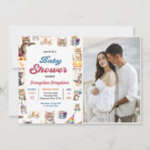 かわいい子猫ベビーシャワーパーティー写真 招待状 (正面)