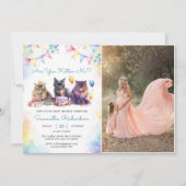 かわいい子猫ベビーシャワーパーティー写真 招待状 (正面)