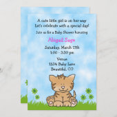 かわいい子猫ベビーシャワー招待状for girls 招待状 (正面/裏面)