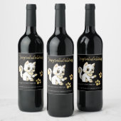 かわいい子猫ペットおめでとうワインラベル ワインラベル (ボトル)