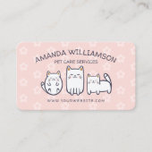 かわいい子猫ペットケアサービスピンク 名刺 (正面)