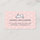 かわいい子猫ペットケアサービスピンク 名刺 (裏面)