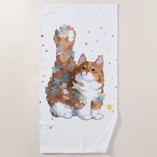 かわいい子猫ペット ビーチタオル (正面)
