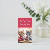 かわいい子猫ホットドリンクケーキベーカリーカフェQRコード 名刺 (スタンド正面)