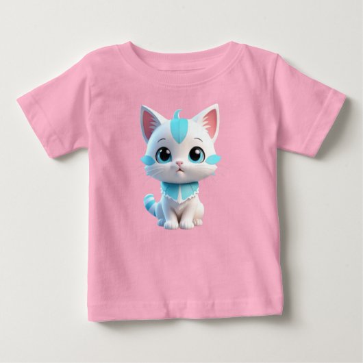 かわいい子猫マンガ3Dデザイン-38063 ベビーTシャツ (正面)